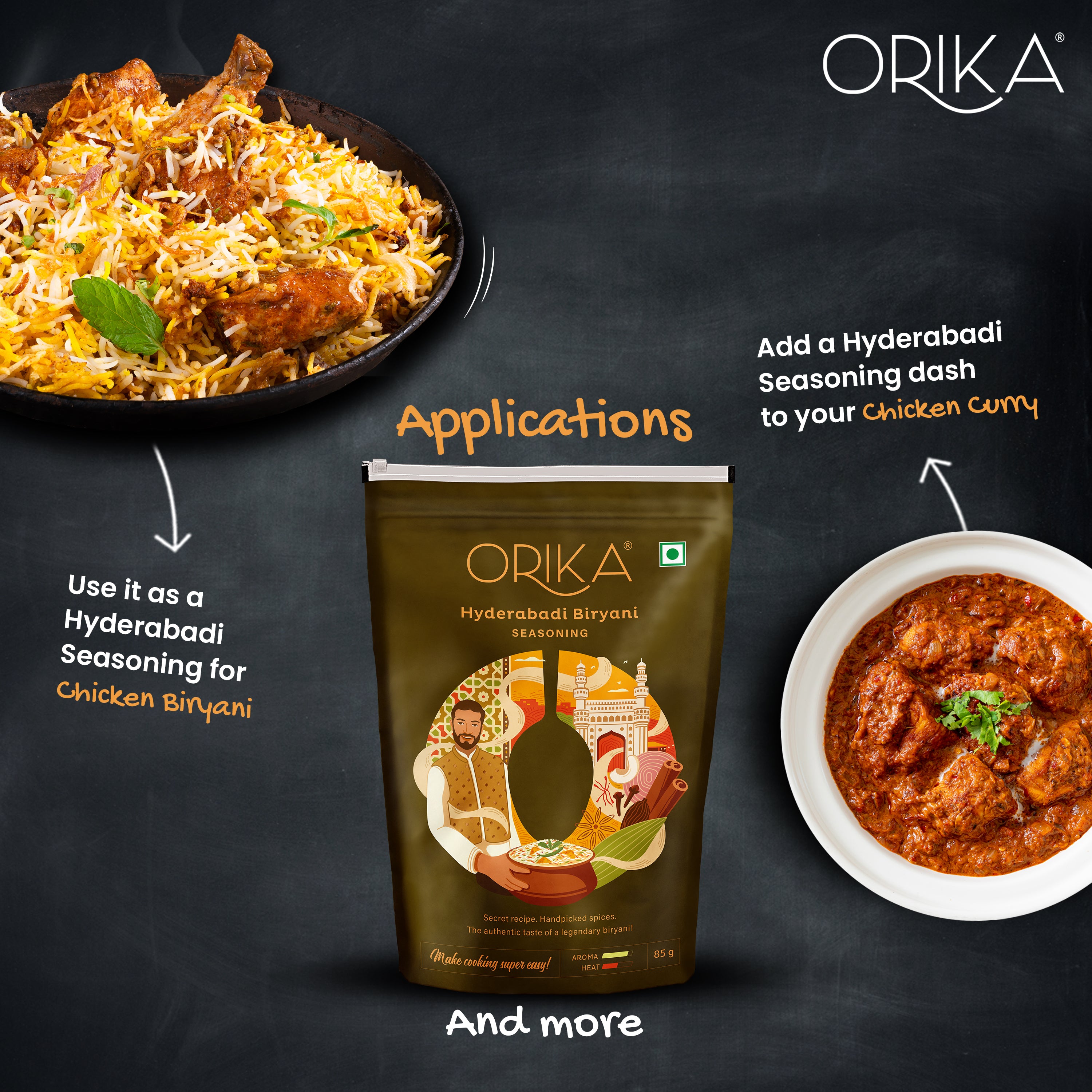 Orika Hyderabadi Biryani Seasoning, 85g - Orika Spices India