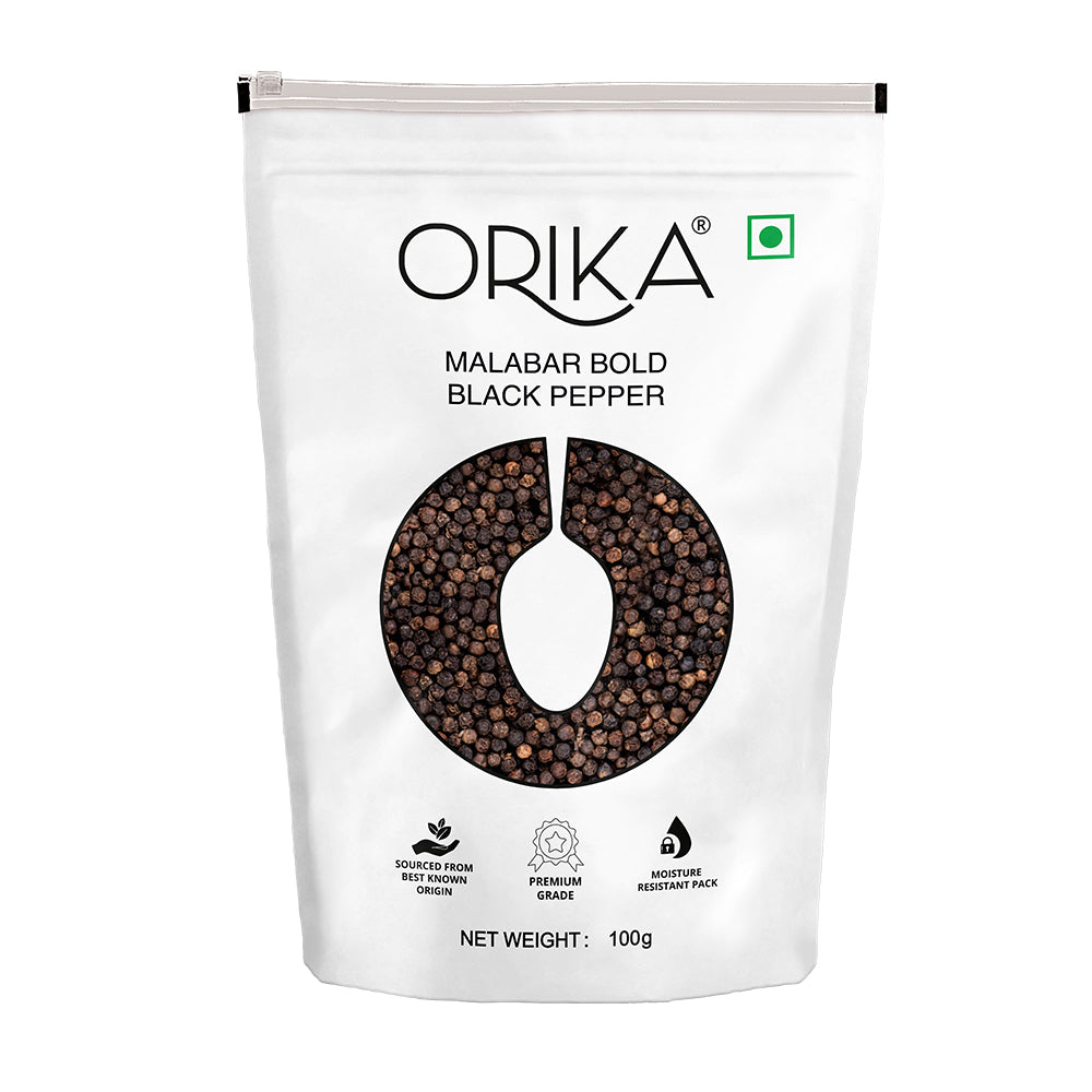 Orika's Malabar Bold Black Pepper, 100g - Orika Spices India