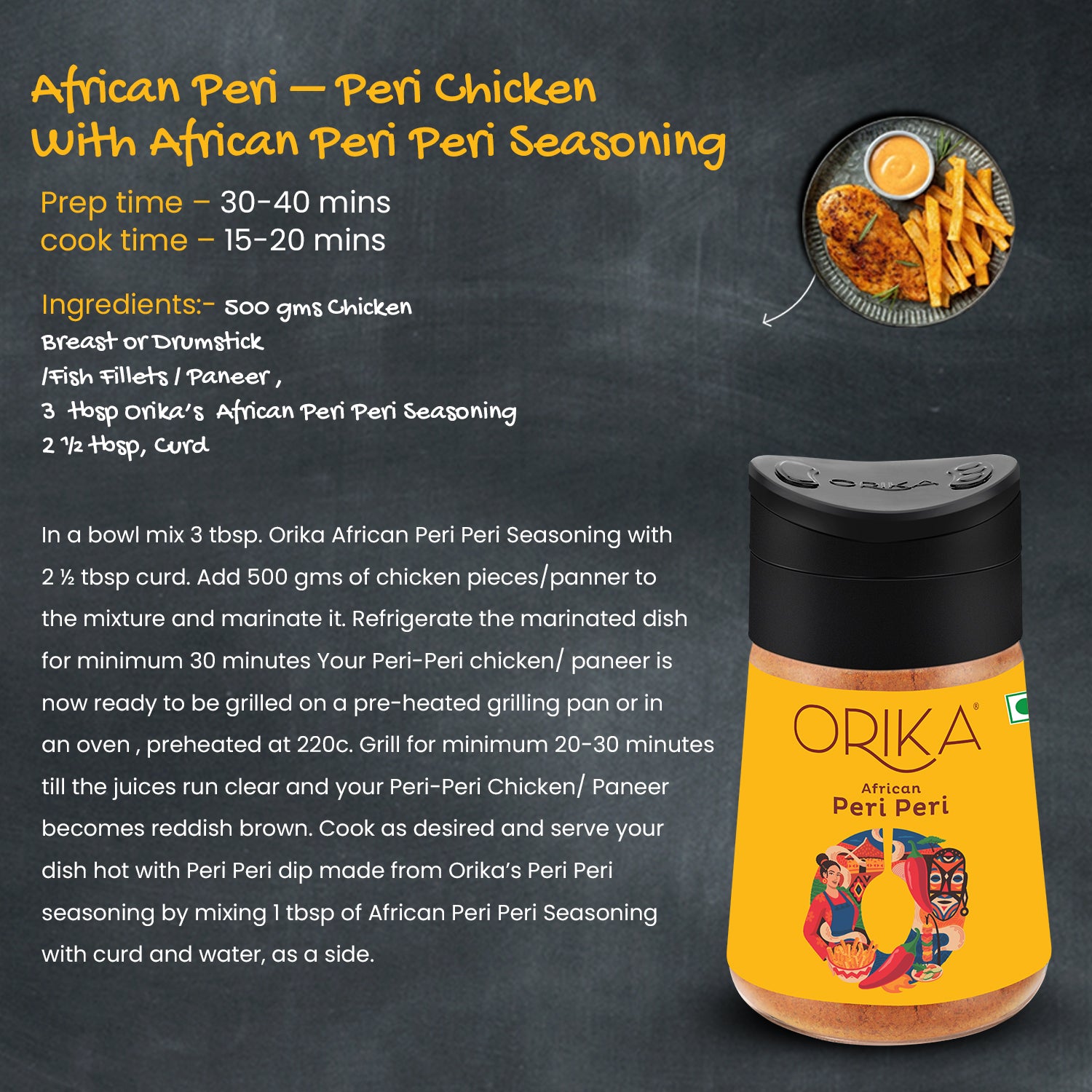 Orika African Peri Peri Sprinkler, 75g - Orika Spices India