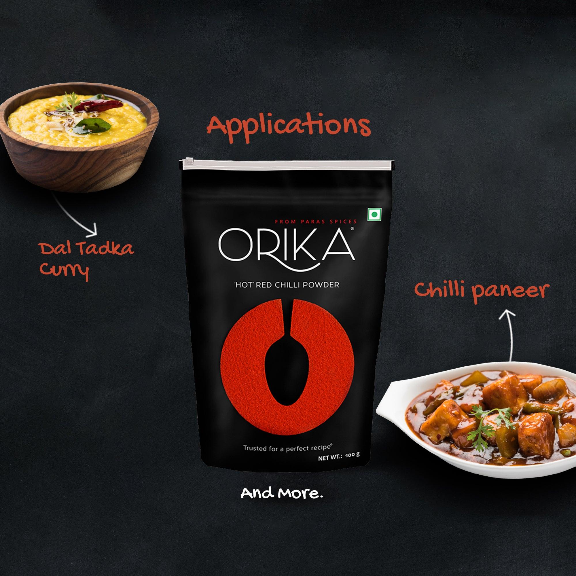 Kitchen Essentials Combo 1 (Hot Red Chilli Powder 2pc, Salem Turmeric Powder 2pc, Coriander Powder 2pc) (Pack of 6, 100gms each) - Orika Spices India