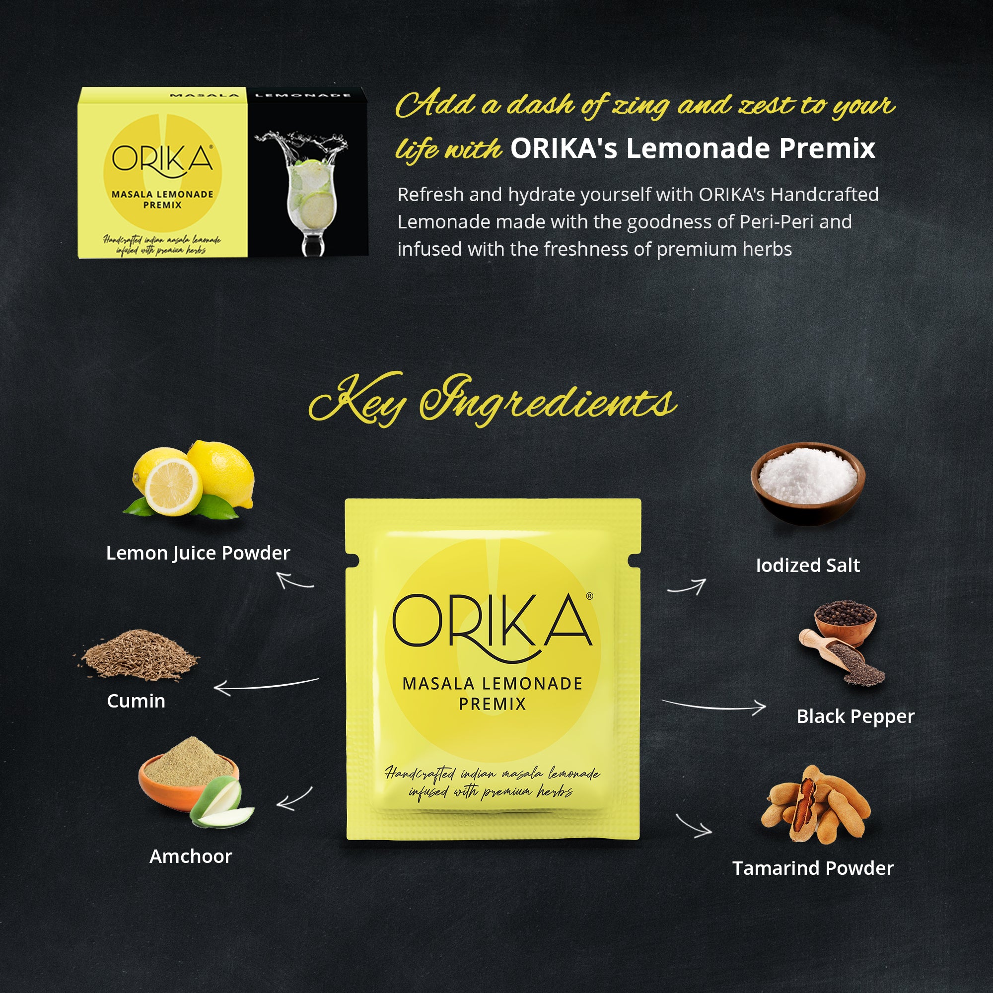 Herbilicious Lemonade Combo 1 (Jaljeera Lemonade, 10 sachets + Masala Lemonade, 10 sachets ) Pack of 2 - Orika Spices India