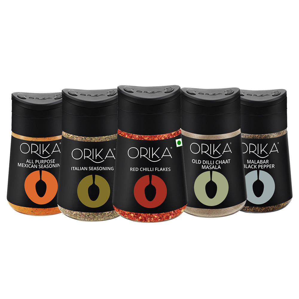 Orika Table Sprinkler Combo, Pack of 5, Combo Net Weight: 375 - Orika Spices India