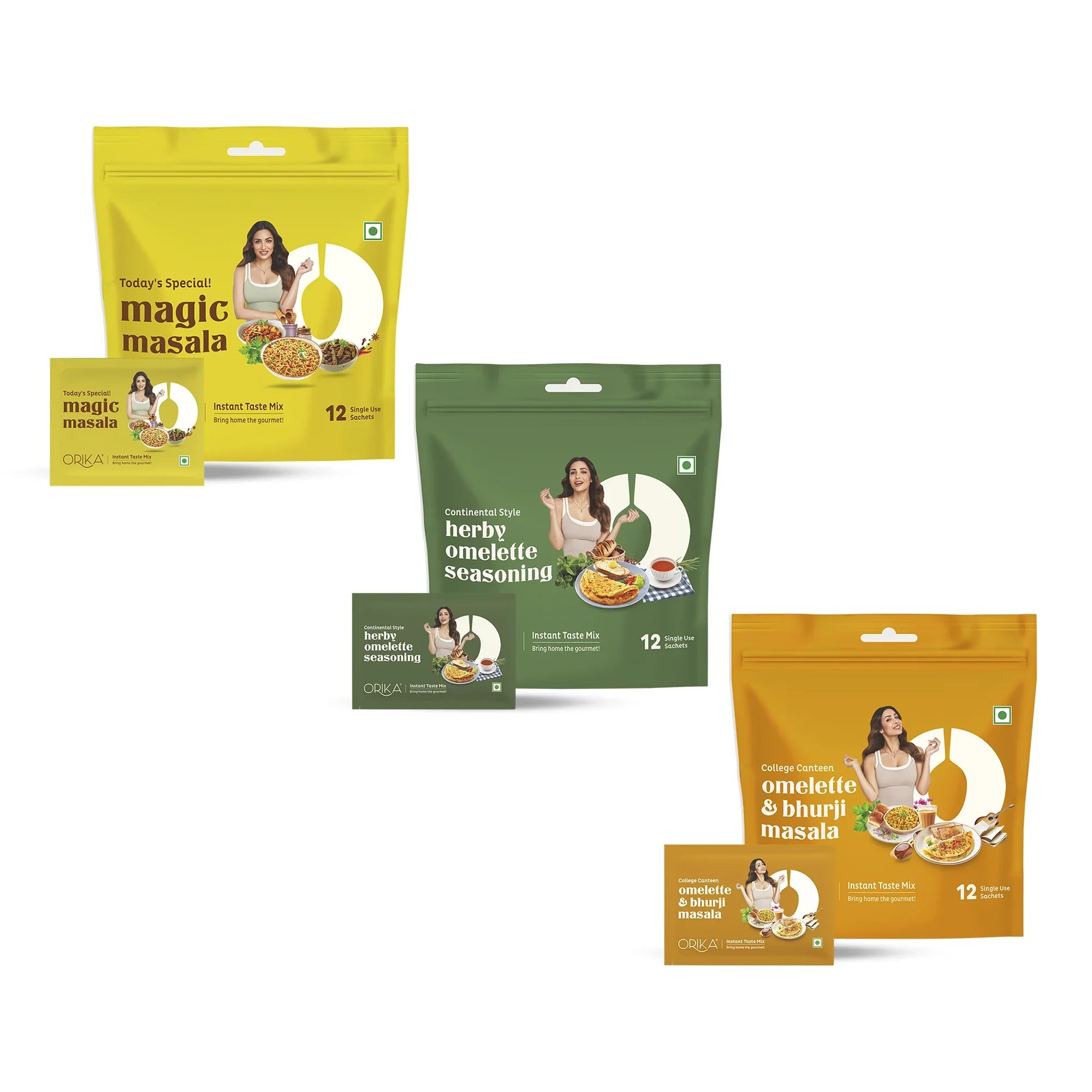 Instant Omelette & Bhurji Masala with Magic Masala Combo - Pack of 3 (12 single use sachets in each Pack) - Orika Spices India