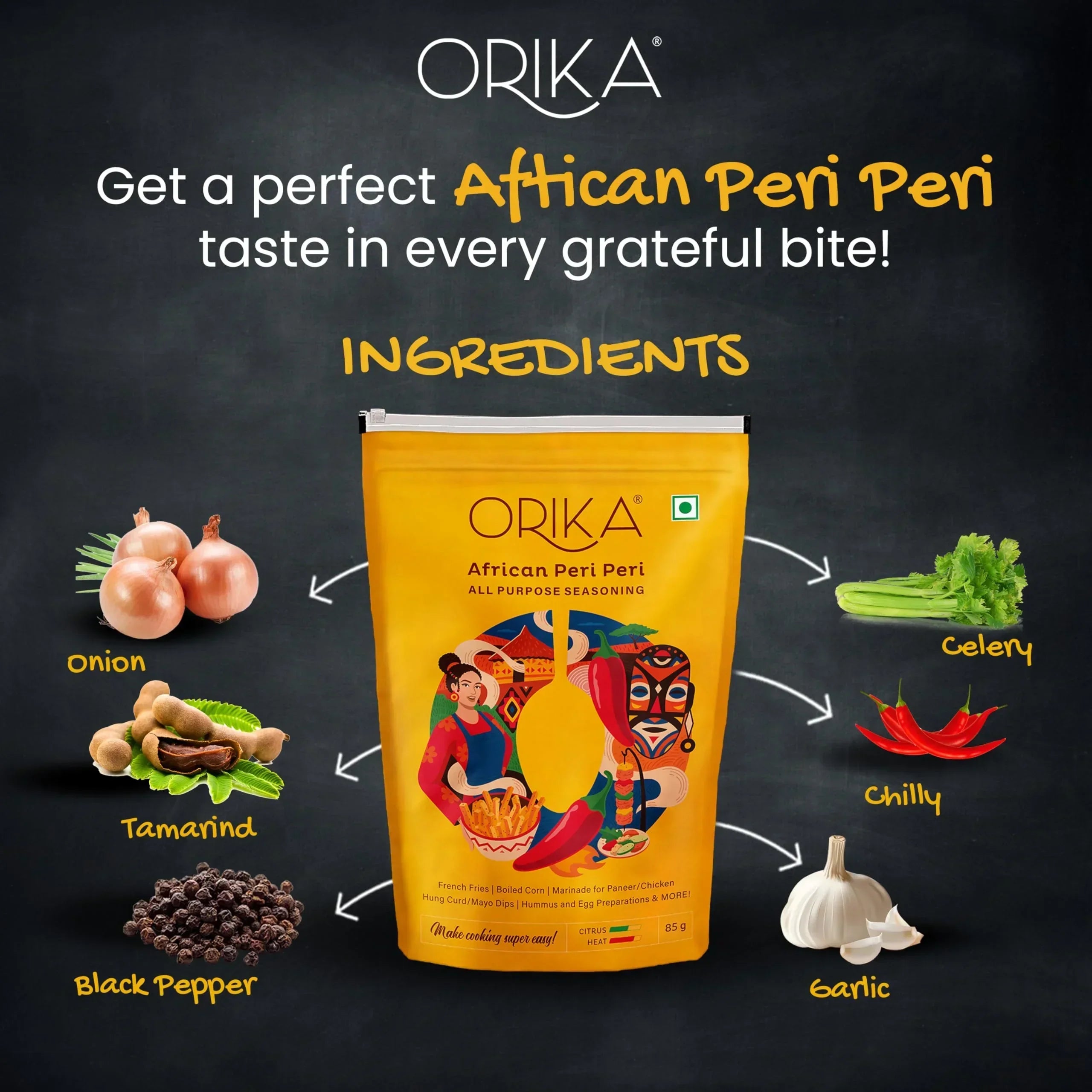 Orika African Peri Peri All Purpose Seasoning, Pack of 2, 85g each - Orika Spices India