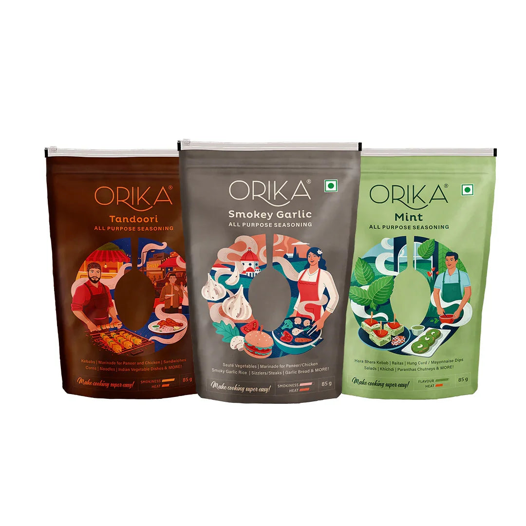 Orika Barbeque Combo, (Tandoori, Smokey & Mint Seasoning), (Pack of 3) - Orika Spices India
