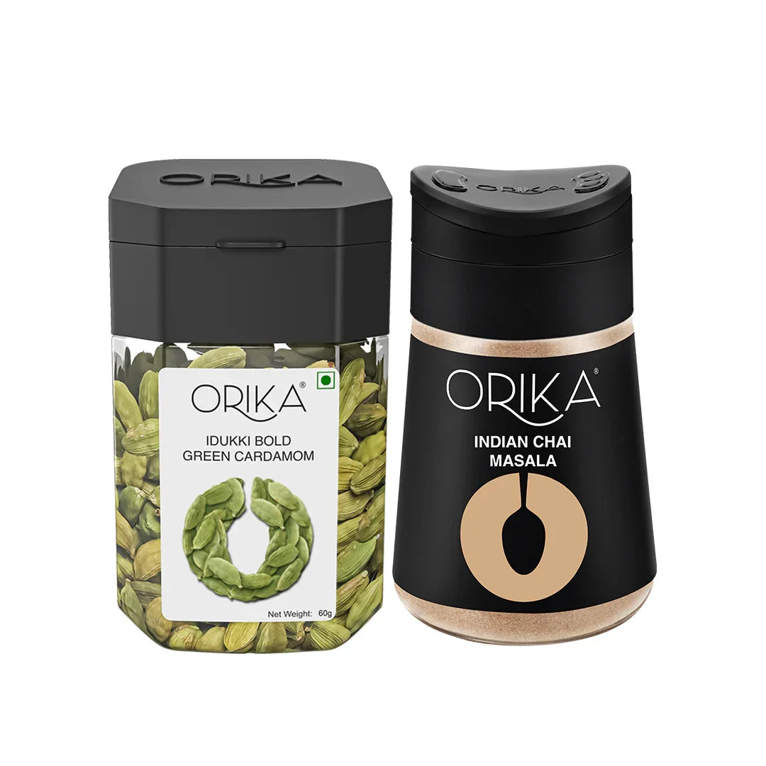 Orika combo of Indian Chai Masala & Idukki Bold Green Cardamom - Orika Spices India