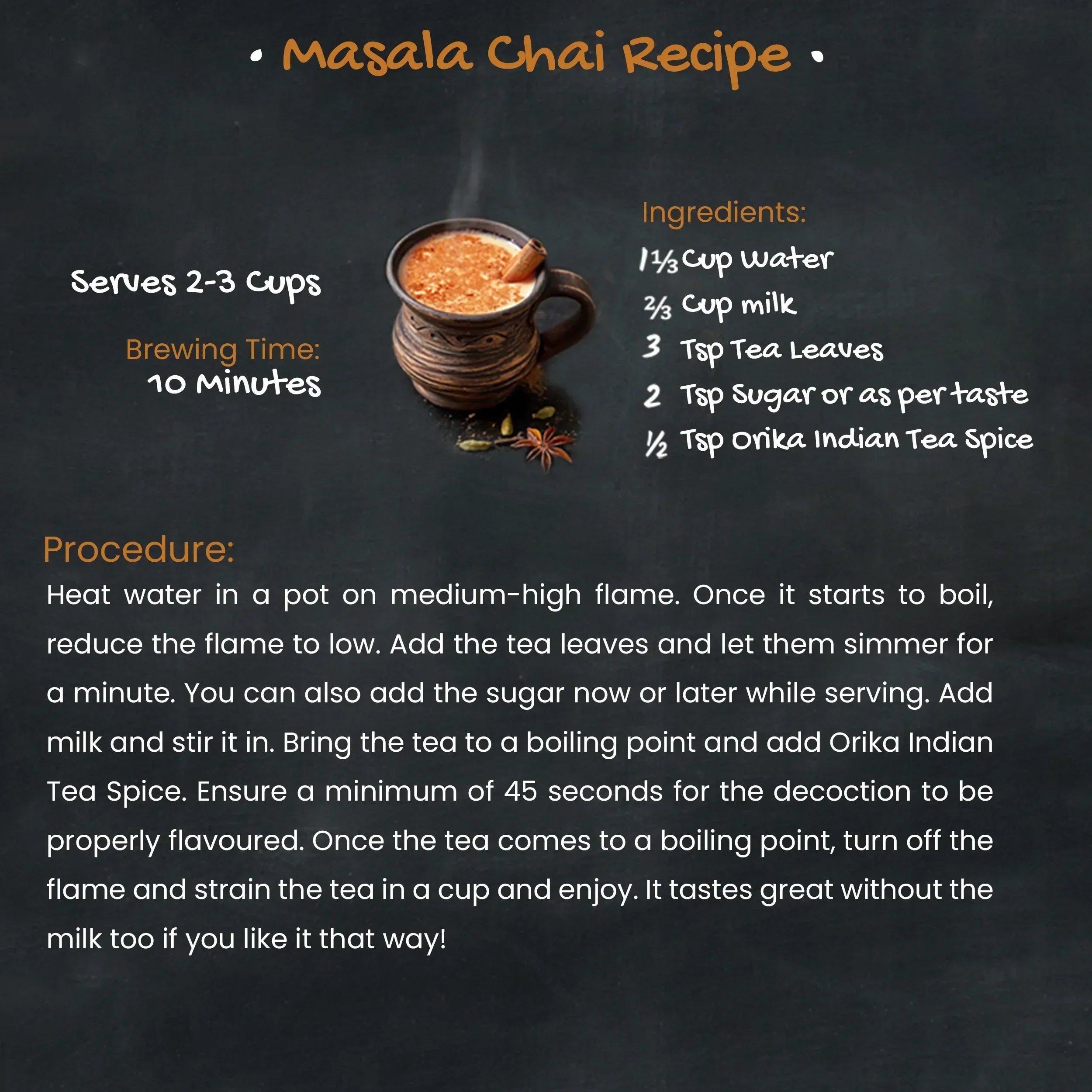 Orika combo of Indian Chai Masala & Idukki Bold Green Cardamom - Orika Spices India