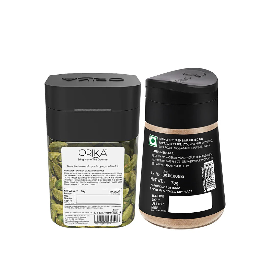 Orika combo of Indian Chai Masala & Idukki Bold Green Cardamom - Orika Spices India
