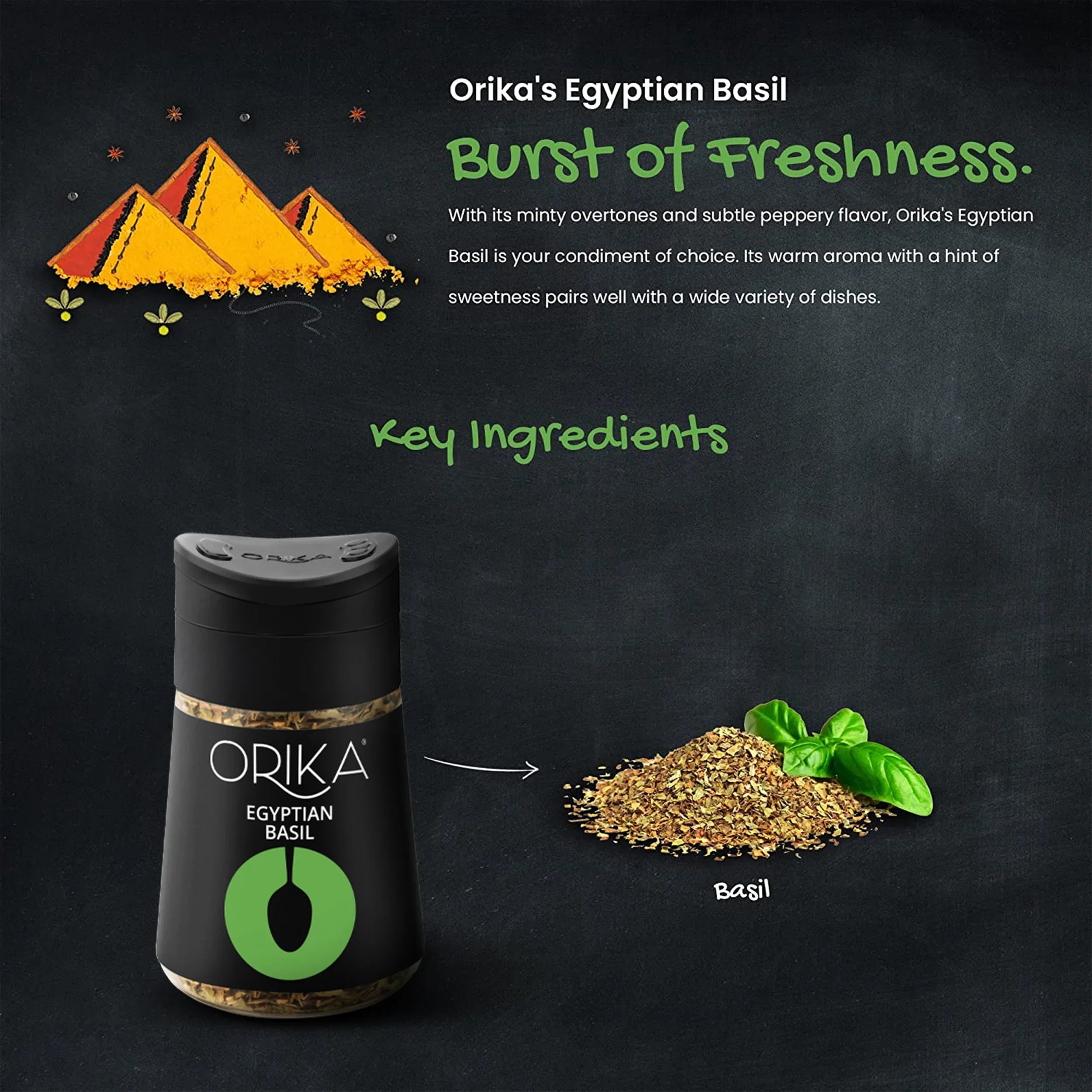 Orika Egyptian Basil, 18gm - Orika Spices India