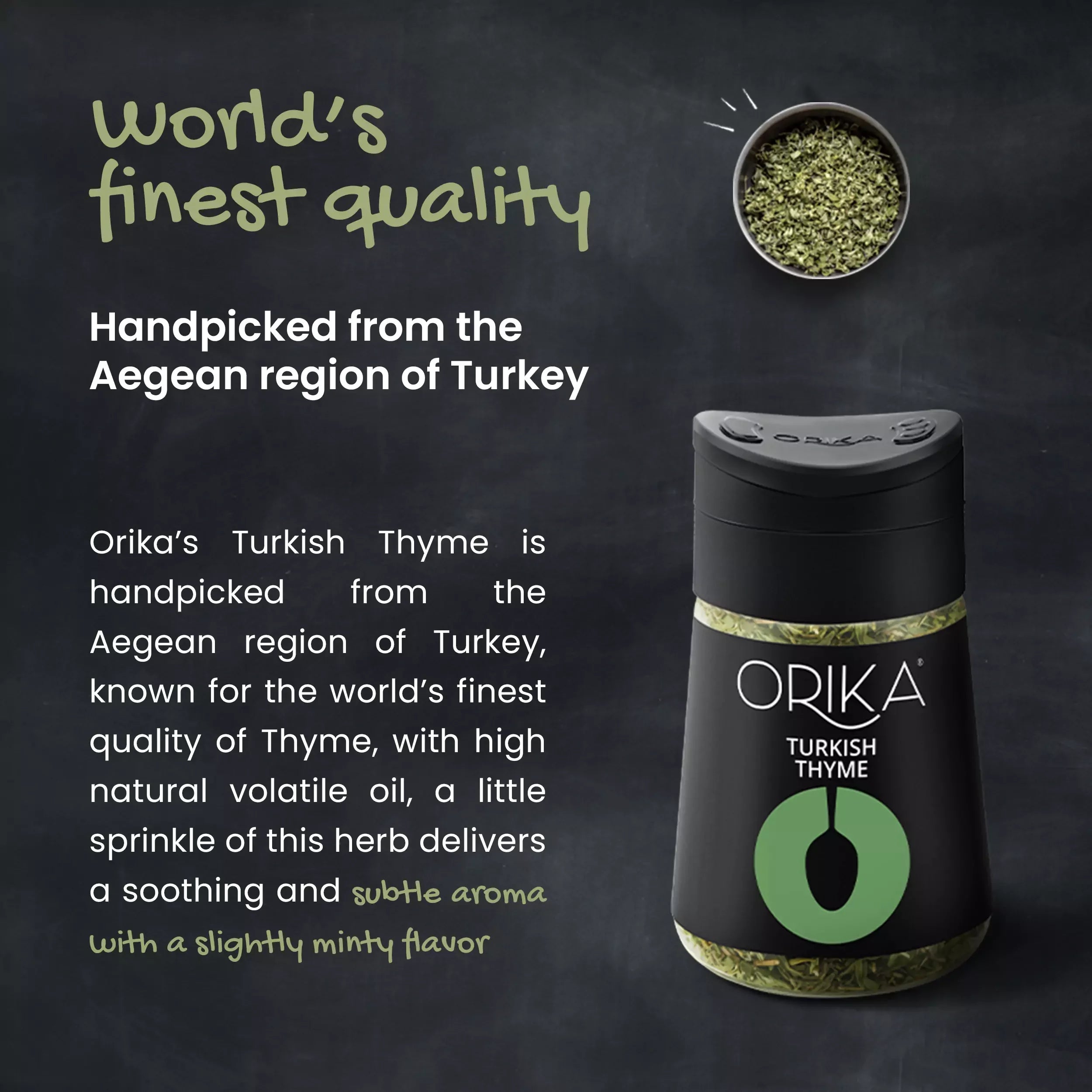 Orika Gourmet Herbs Sprinkler Combo Turkish Thyme, Egyptian Basil, Turkish Oregano - Orika Spices India