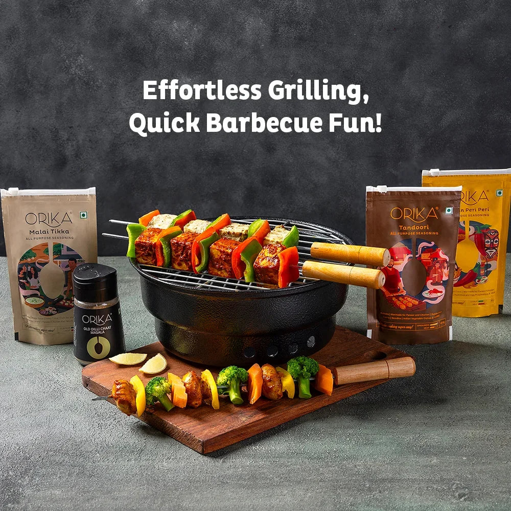 Orika Grill & Chill Portable Barbeque Griller Set with Seasonings/Marinades - Orika Spices India