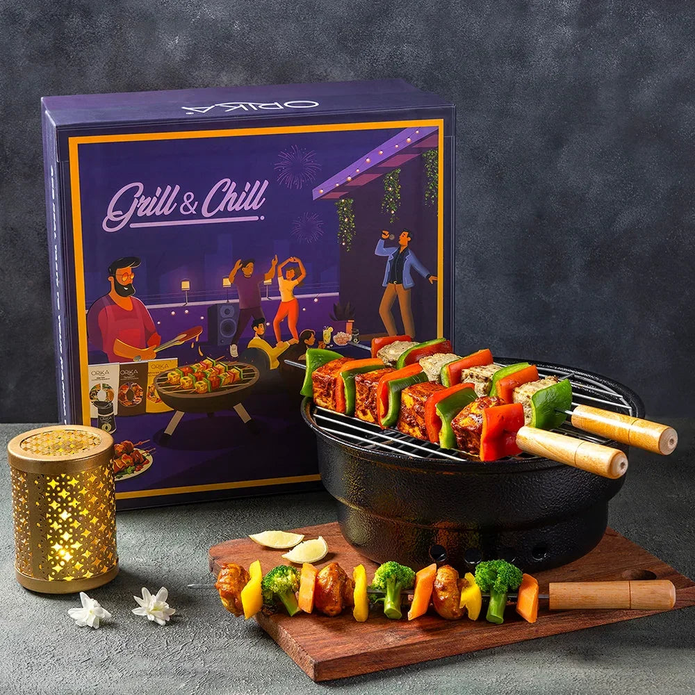 Orika Grill & Chill Portable Barbeque Griller Set with Seasonings/Marinades - Orika Spices India