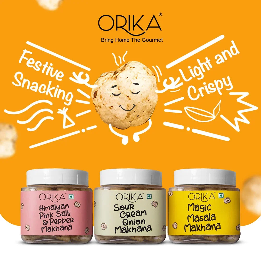 Orika Guilt Free Handcrafted Makhana's, 120g, - Orika Spices India