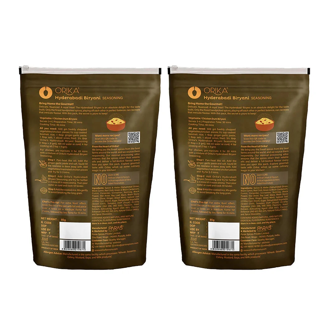 Orika Hyderabadi Biryani, Pack of 2, 85g/each - Orika Spices India
