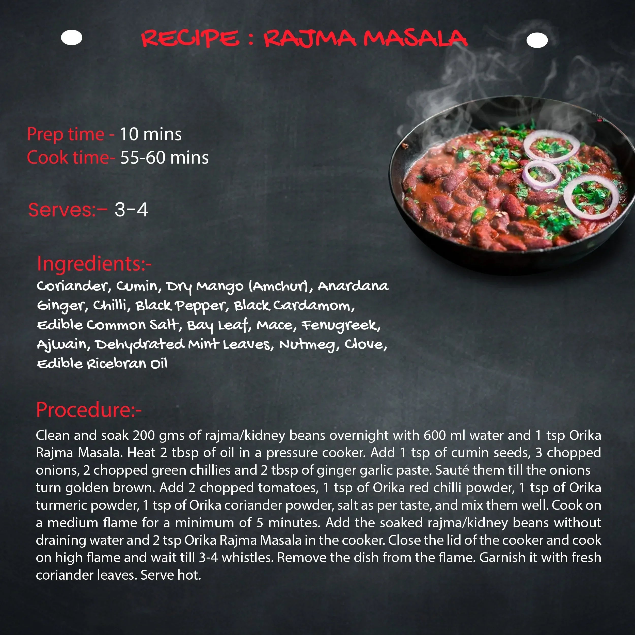 Orika Indian Mix Combo 3 (Shahi Paneer Masala, Chana Masala, Rajma Masala, Dal Makhani Masala) (Pack of 4, 100gms each) - Orika Spices India