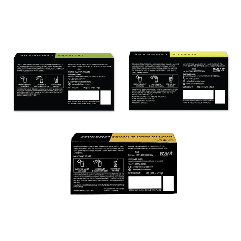 Orika Kacha Aam, Masala & Jaljeera Lemonade Pack of 3, 190g/each - Orika Spices India