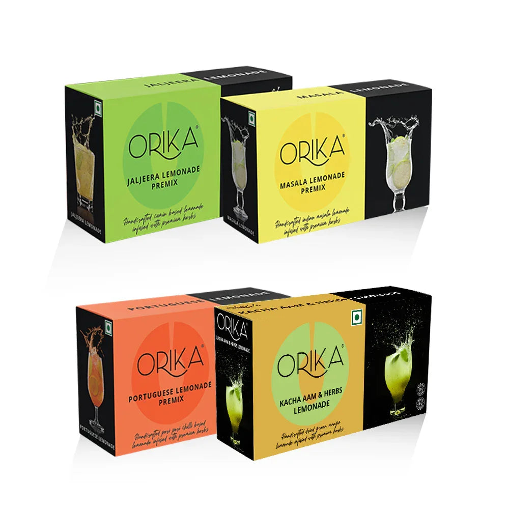 Orika Kacha Aam, Masala, Portuguese, Jaljeera Lemonade Pack of 4, 190g/each - Orika Spices India