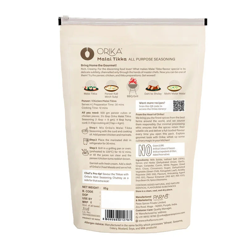 Orika Malai Tikka All Purpose Seasoning 85 Gm - Orika Spices India