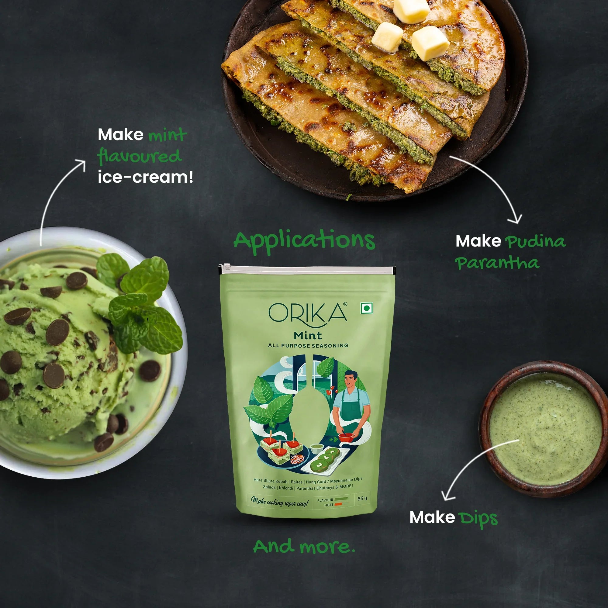 Orika Mint All Purpose Seasoning, 85g - Orika Spices India