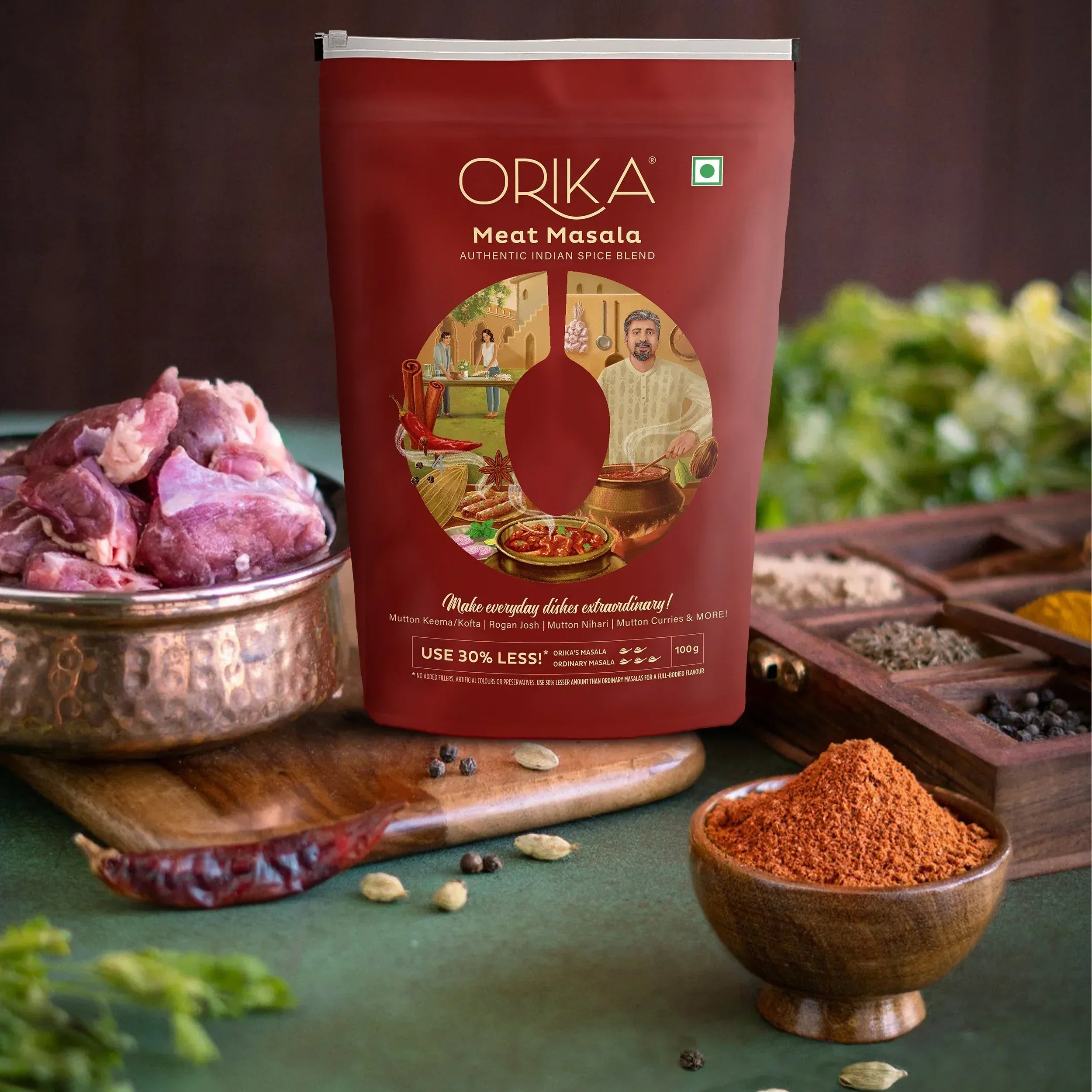 Orika Non Veg Delight Combo, Chicken Masala, Meat Masala, Garam Masala (Pack of 3, 100gms each) - Orika Spices India