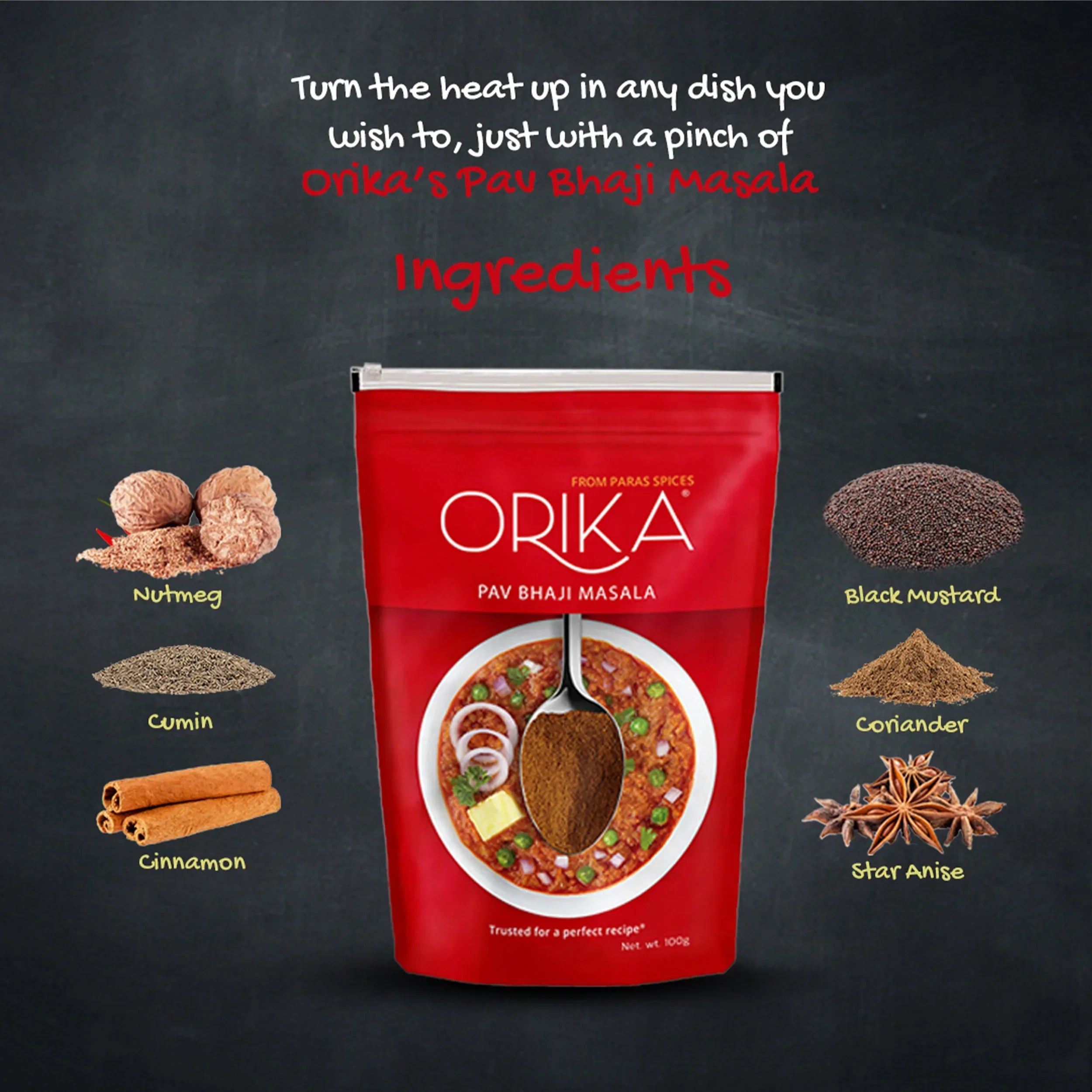Orika Pav Bhaji Masala, 100gm - Orika Spices India