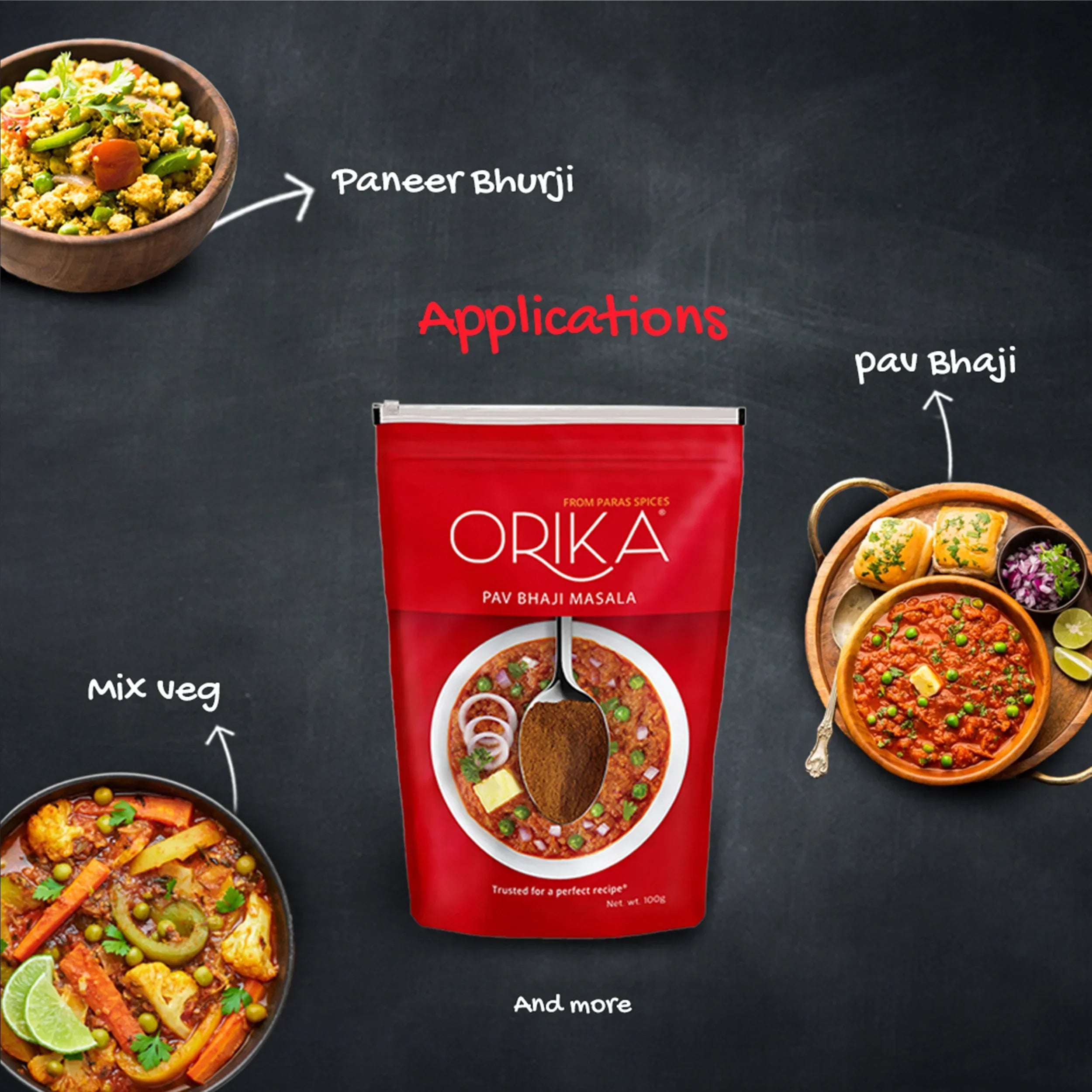 Orika Pav Bhaji Masala, 100gm - Orika Spices India