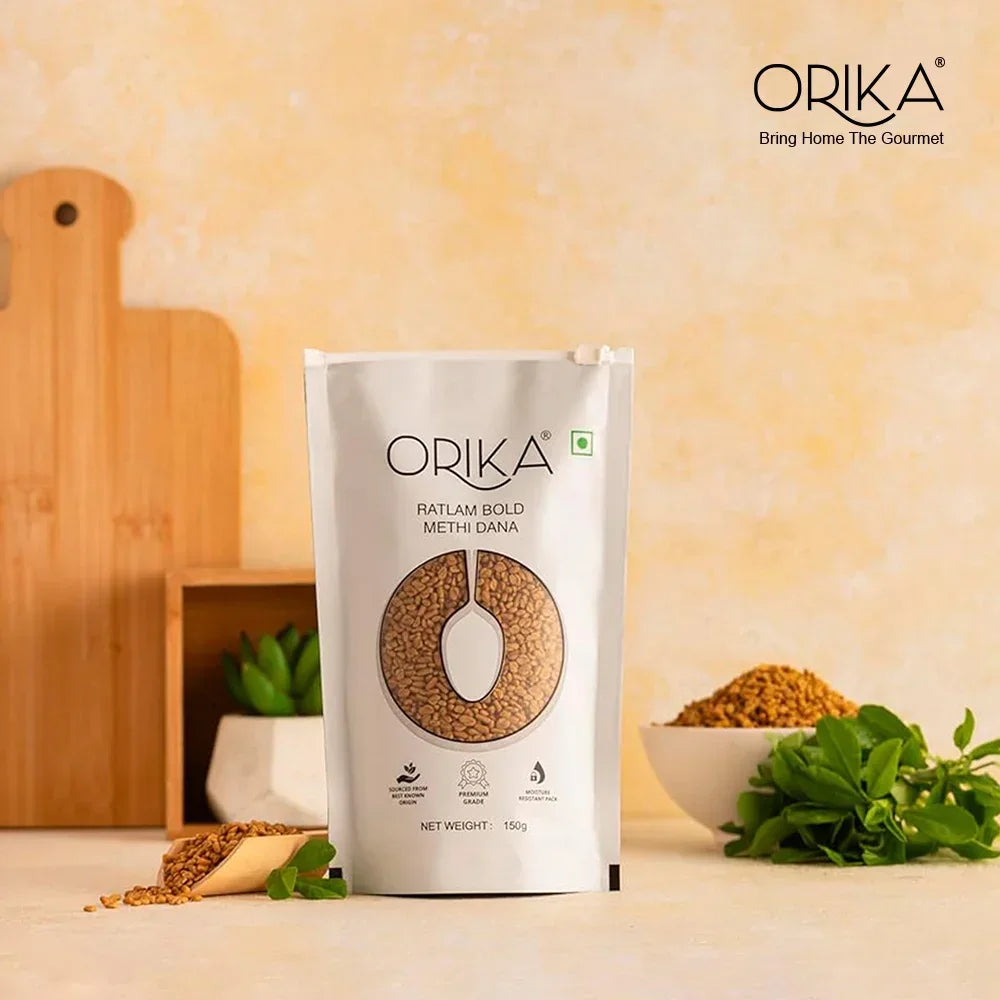 Orika Ratlam Bold Methi Dana, 150g - Orika Spices India