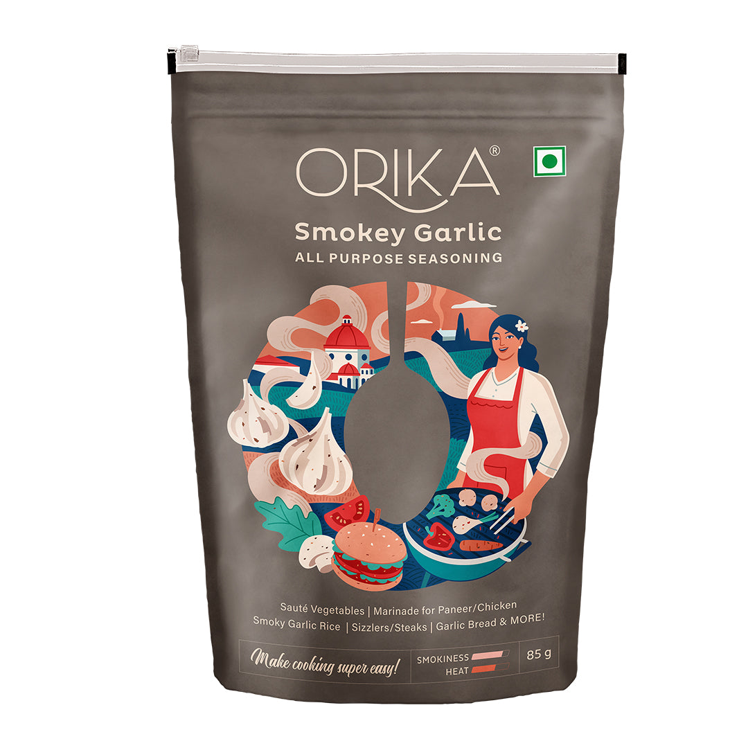 Orika Smokey Garlic All Purpose Seasoning, 85g - Orika Spices India