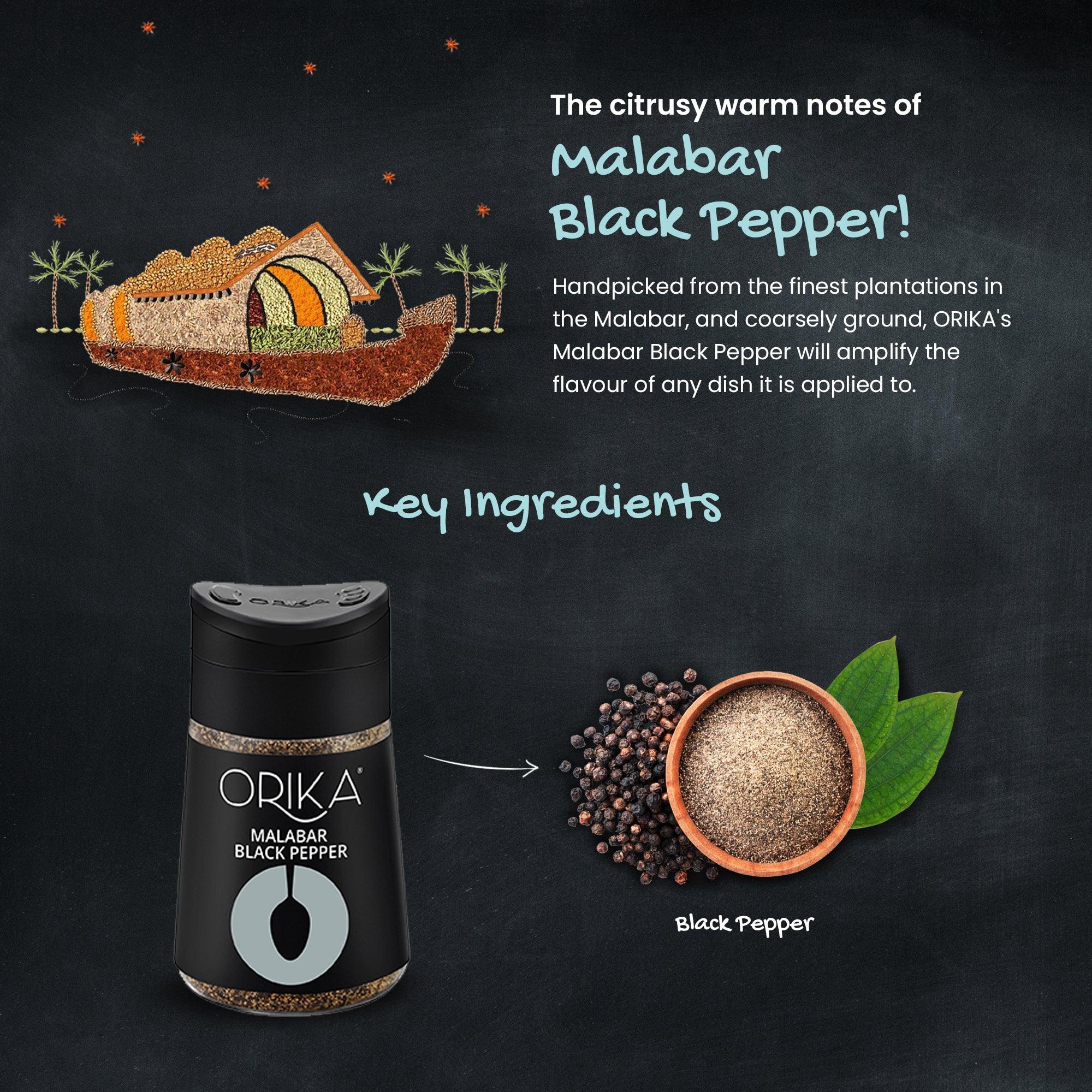 Malabar Black Pepper, 80gm - Orika Spices India