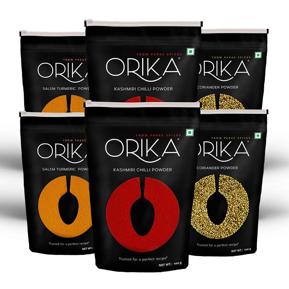 Orika 3-in-1 Kitchen Essential Combo (Pack of 6, 100gms each) - Orika Spices India