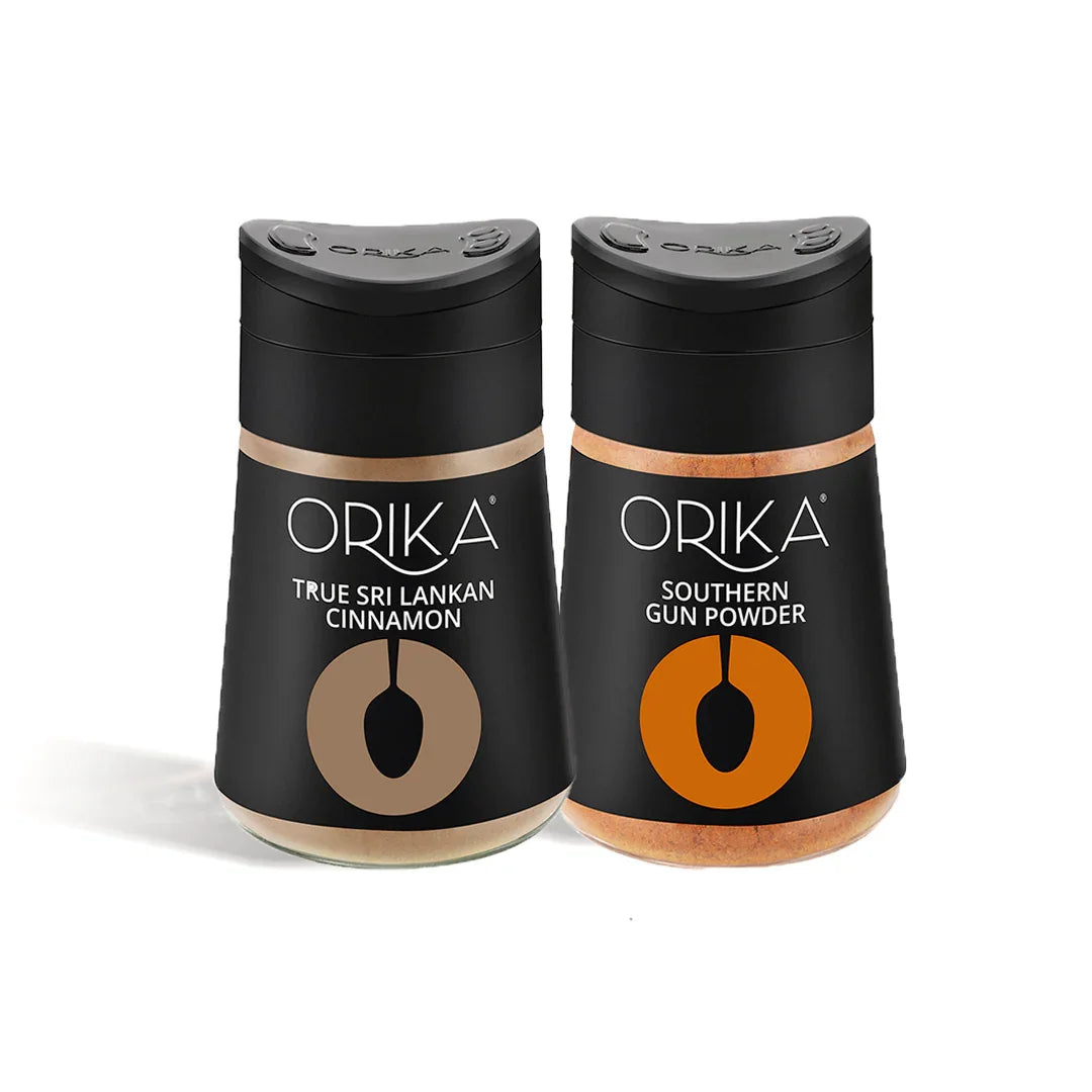 Orika Gourmet cooking coombo of True Sri Lankan Cinnamon Powder 50g & Southern Gun Powder 80g - Orika Spices India