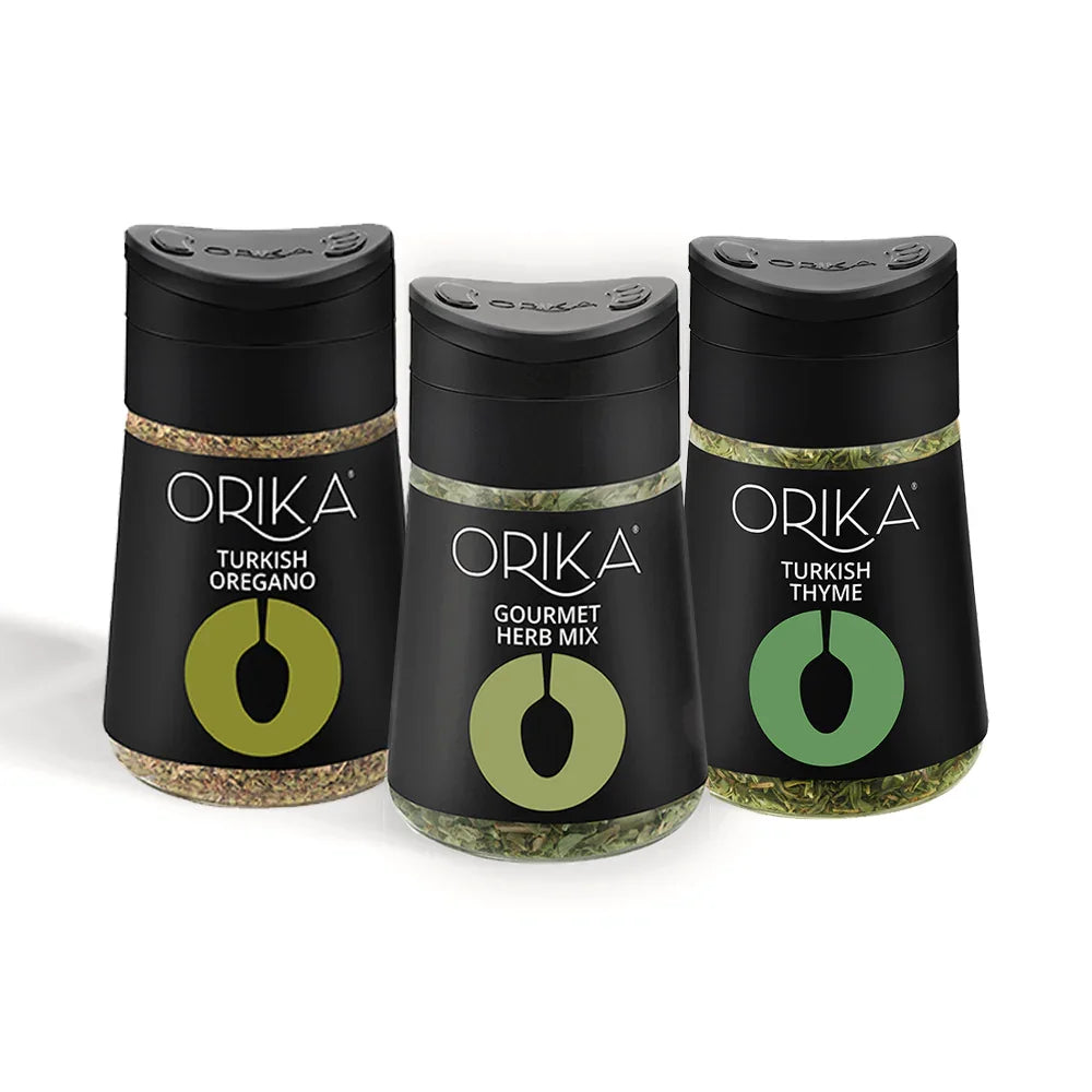 Orika Gourmet Herbs Sprinkler Combo (Gourmet Herb Mix + Turkish Thyme + Turkish Oregano) - Orika Spices India