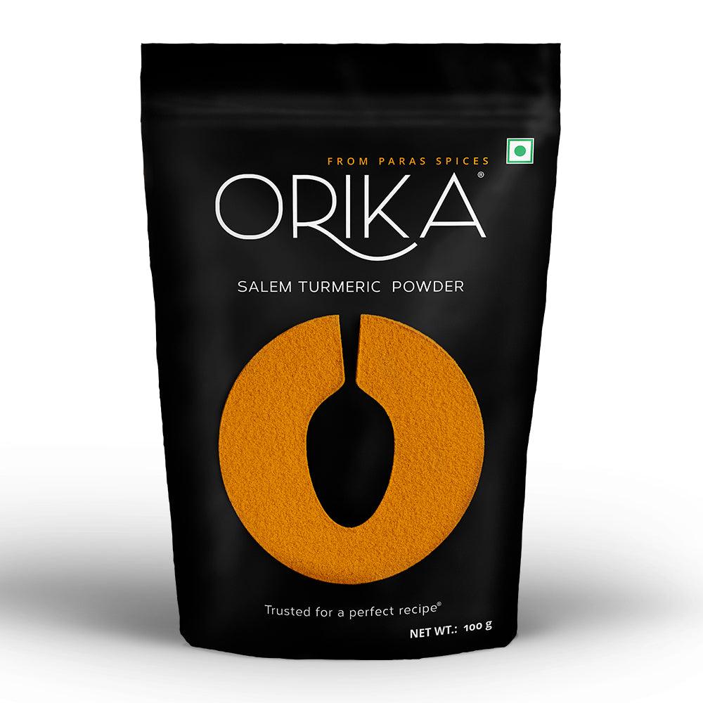 Pantry Essential Combo (Salem Turmeric Powder, Coriander Powder, Hot Red Chilli Powder, Kashmiri Chilli Powder, Garam Masala) (Pack of 5, 100gms each) - Orika Spices India