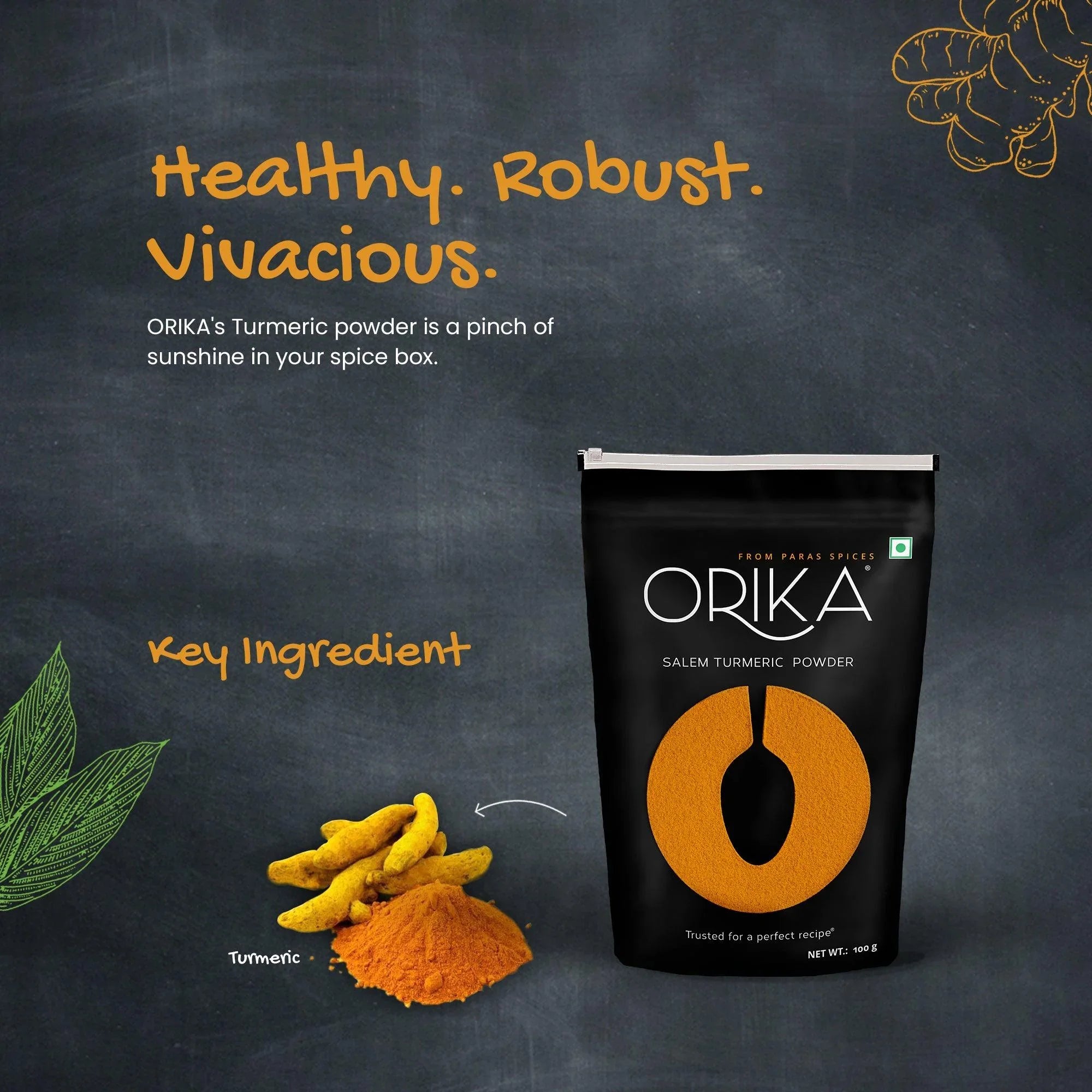 Salem Turmeric Powder (100g, 200g, 500gm) - Orika Spices India
